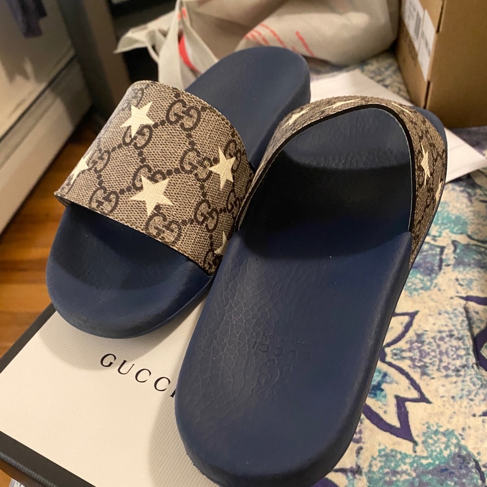 Gucci kids logo print slides